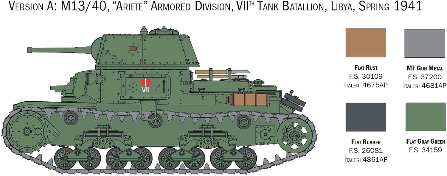 Italeri 25768 1:56 Italian Tanks & Semoventi Model Building Kit, Standing Model Building, Crafts, Hobby, Gluing, Plastic Kit, Detailed Military Kit, Tank 1:56