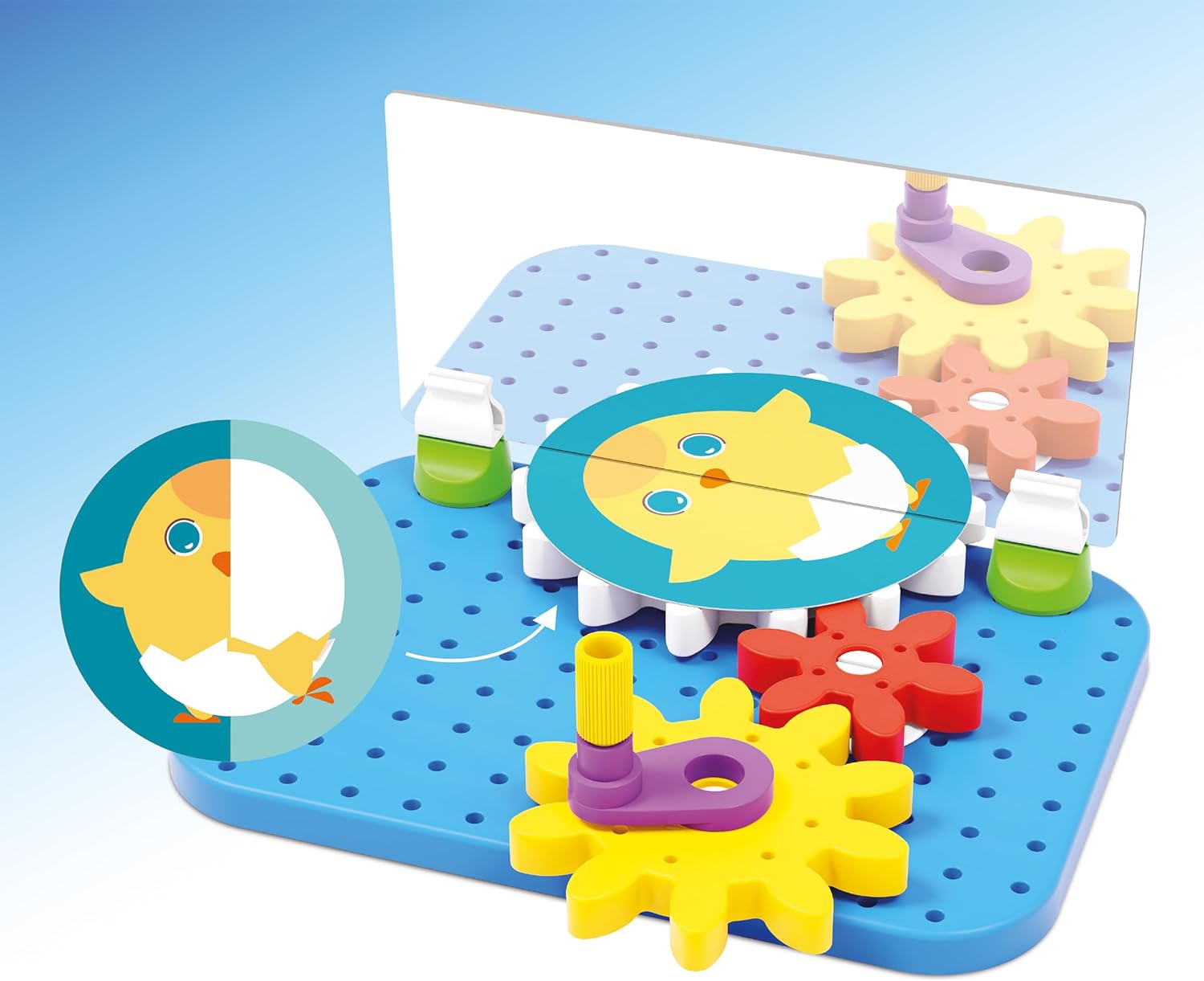 Quercetti 2312 2312-Quercetti-Mirrorello, Zahnradspiel für Kinder ab 4 Jahren, Mehrfarbig