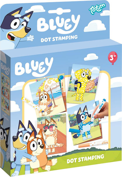 TM ESSENTIALS Bluey Stamp Set, Creative Fun with Bluey, Arts and Crafts, Colouring Set for Boys and Girls 3+, With Durable Ring Binder and Coloured Pens, Blue