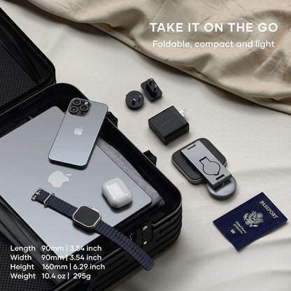 SATECHI 3 in 1 Wireless Charging Station, Qi2 15W Magnetic, Foldable Travel Charger Station for iPhone 15/14/13/12, Apple watch series 8/7/SE/6/5/Ultra and AirPods Pro/3/2
