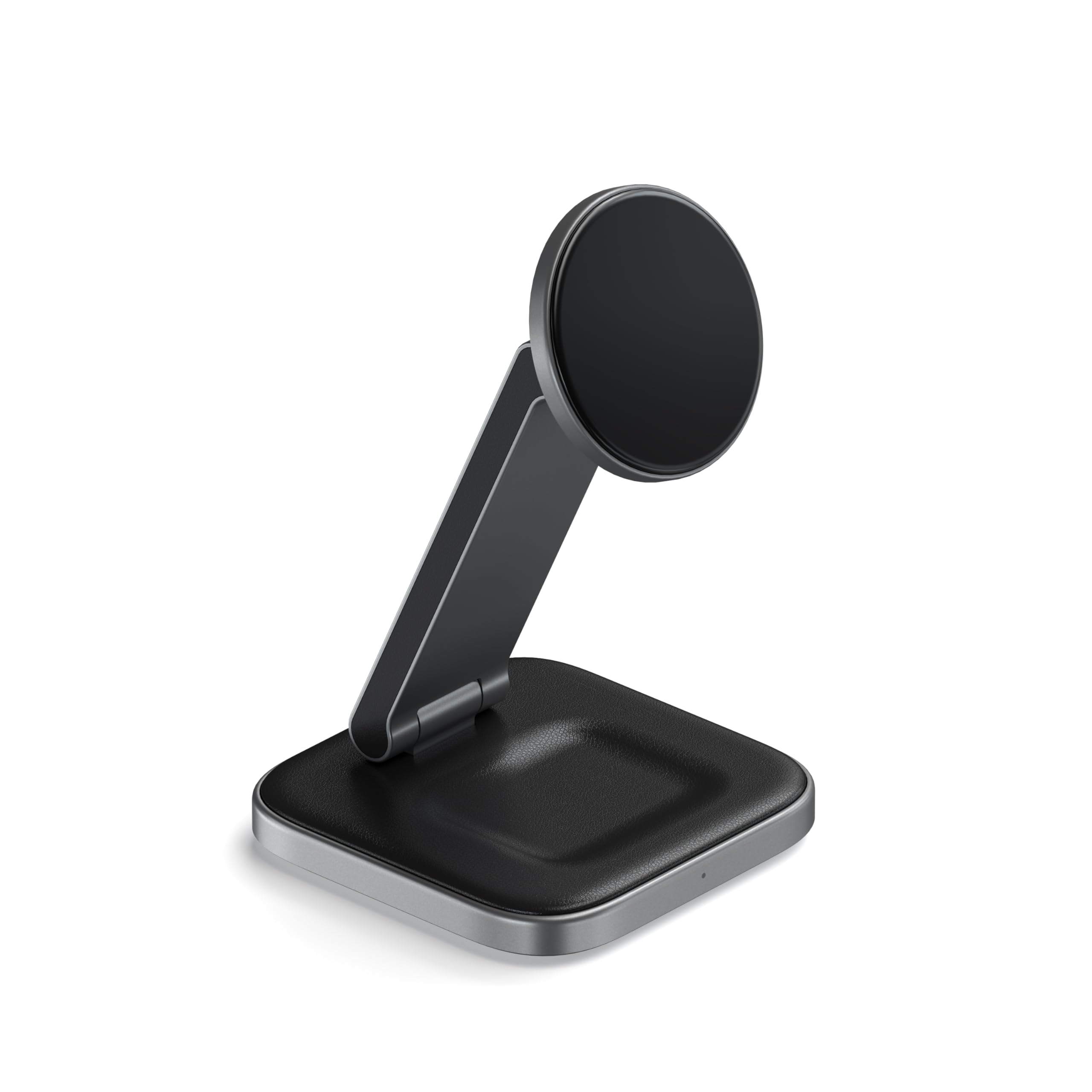 SATECHI 2 in 1 Wireless Charger, Qi2 15W Dual Wireless Charger Stand, Magnetic, Foldable Travel Charger Station for iPhone 15/14/13/12, and AirPods Pro/3/2 2 in 1 Space Gray