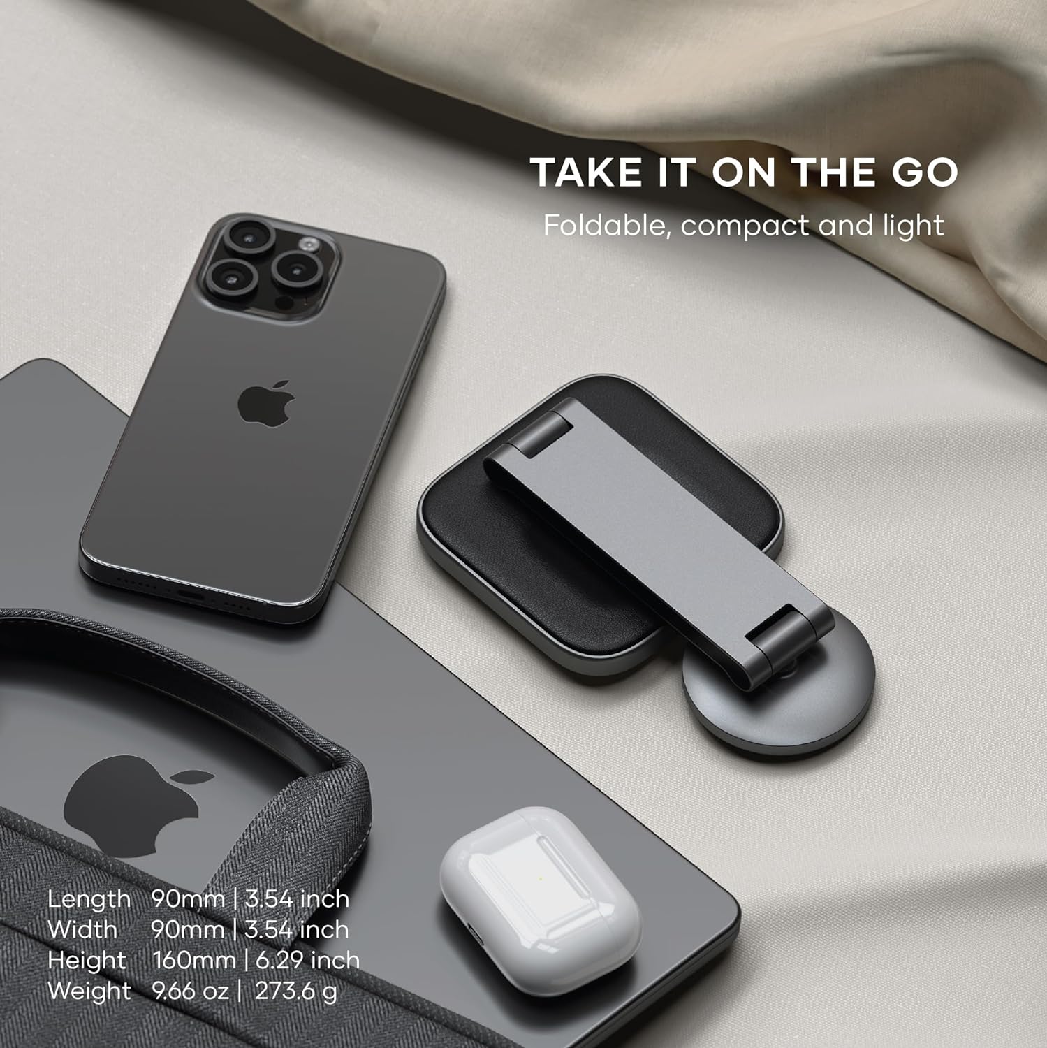 SATECHI 2 in 1 Wireless Charger, Qi2 15W Dual Wireless Charger Stand, Magnetic, Foldable Travel Charger Station for iPhone 15/14/13/12, and AirPods Pro/3/2 2 in 1 Space Gray