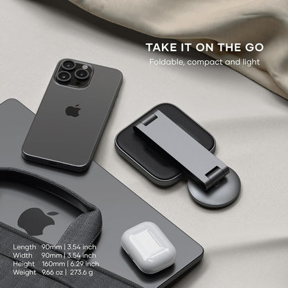 SATECHI 2 in 1 Wireless Charger, Qi2 15W Dual Wireless Charger Stand, Magnetic, Foldable Travel Charger Station for iPhone 15/14/13/12, and AirPods Pro/3/2 2 in 1 Space Gray