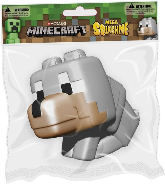 Just toys Minecraft Mega SquishMe Tamed Wolf, Gray, standard size, JTMIN-3588
