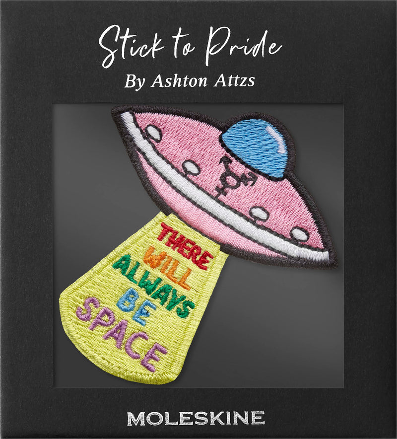 Moleskine Patch Sticker for Notebook or Diary, Personalised Stickers Pride Space Patch, There Will Always Be Space Designed by Artist Ashton Attzs, Size 5x5cm