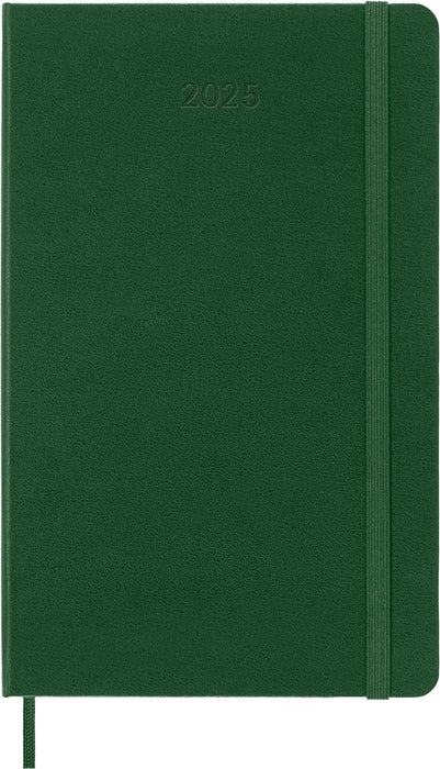 Moleskine Weekly Planner, Agenda Hebdomadaire avec Espace pour Notes 12 Mois 2025, Couverture Rigide et Fermeture Élastique, Couleur Vert Myrte, Format Large 13x21 cm
