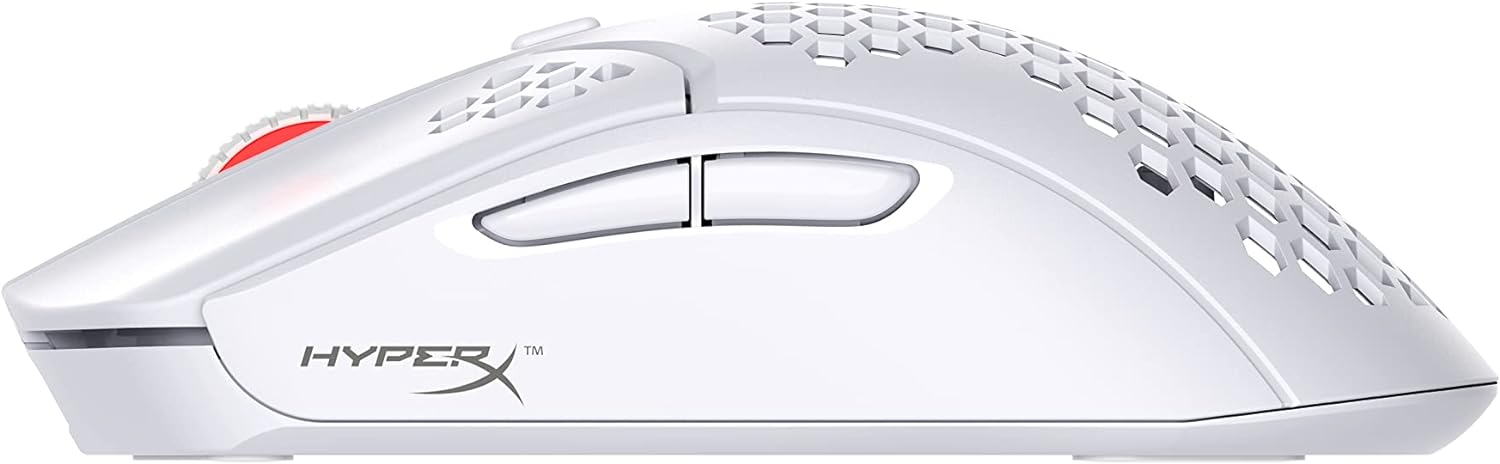 HyperX Pulsefire Haste – Wireless Gaming Mouse – Ultra Lightweight, 62g, 100 Hour Battery Life, 2.4Ghz Wireless, Honeycomb Shell, Hex Design, Up to 16000 DPI, 6 Programmable Buttons – White and Pink
