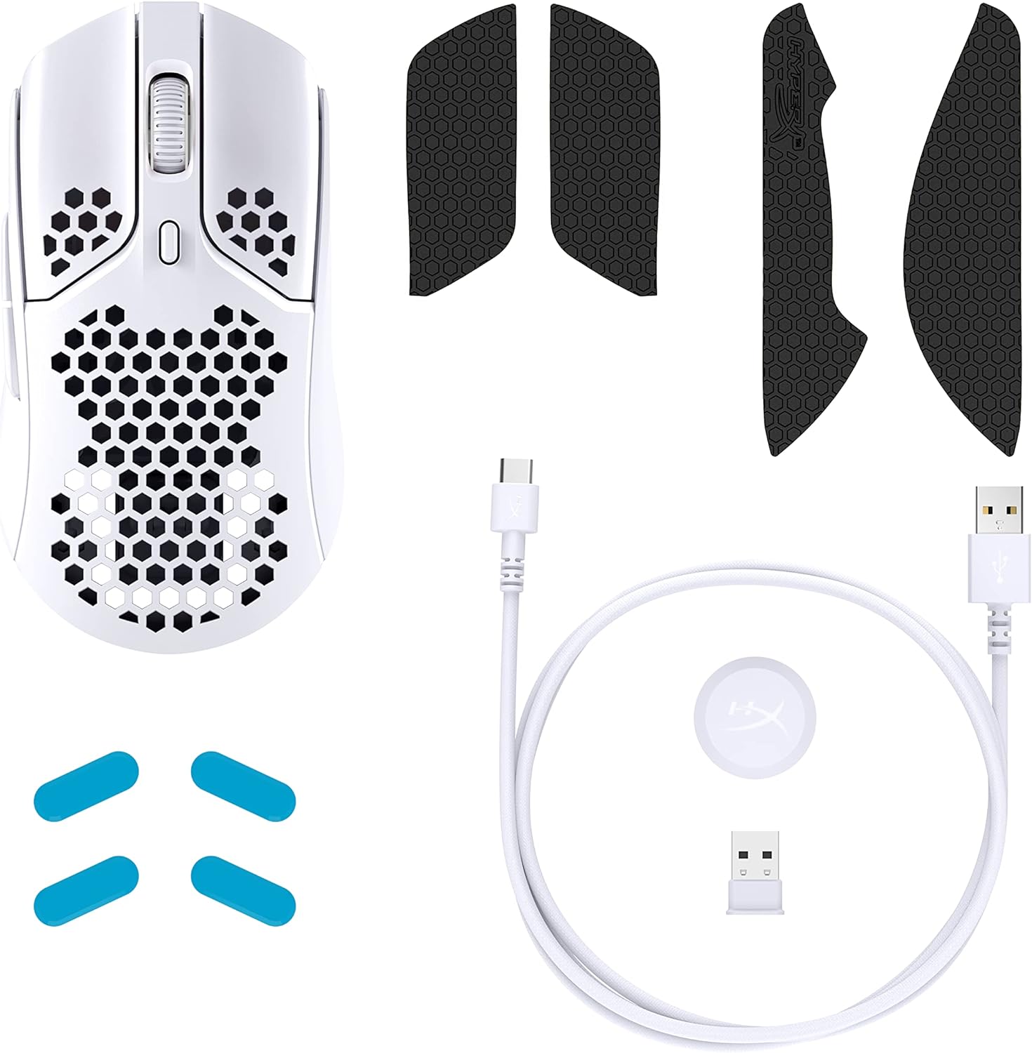 HyperX Pulsefire Haste – Wireless Gaming Mouse – Ultra Lightweight, 62g, 100 Hour Battery Life, 2.4Ghz Wireless, Honeycomb Shell, Hex Design, Up to 16000 DPI, 6 Programmable Buttons – White and Pink