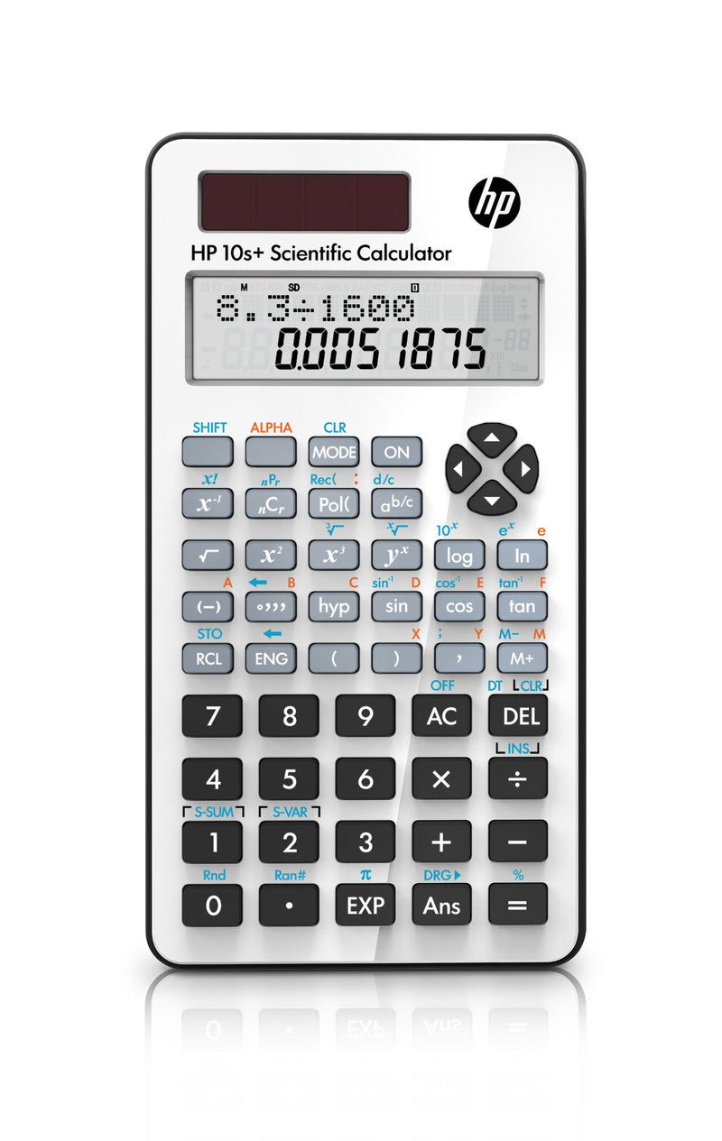 HP 10s+ - Calculadora (Bolsillo, Científico, Color Blanco, Botones, Dot-Matrix, Battery/Solar