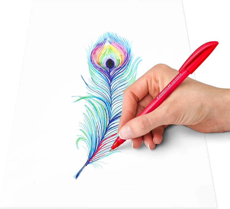 STAEDTLER 4320 MC10 Stick Rainbow Ballpoint Pen - Assorted Colours (Pack of 10