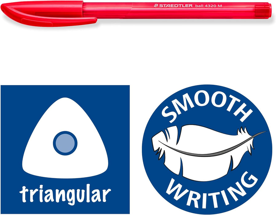 STAEDTLER 4320 MC10 Stick Rainbow Ballpoint Pen - Assorted Colours (Pack of 10