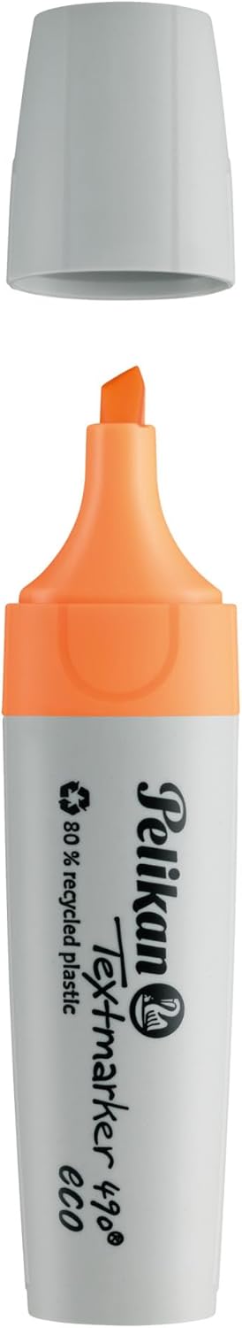 Pelikan Textmarker 490 eco, Neon-Orange, 10 Stück in Faltschachtel