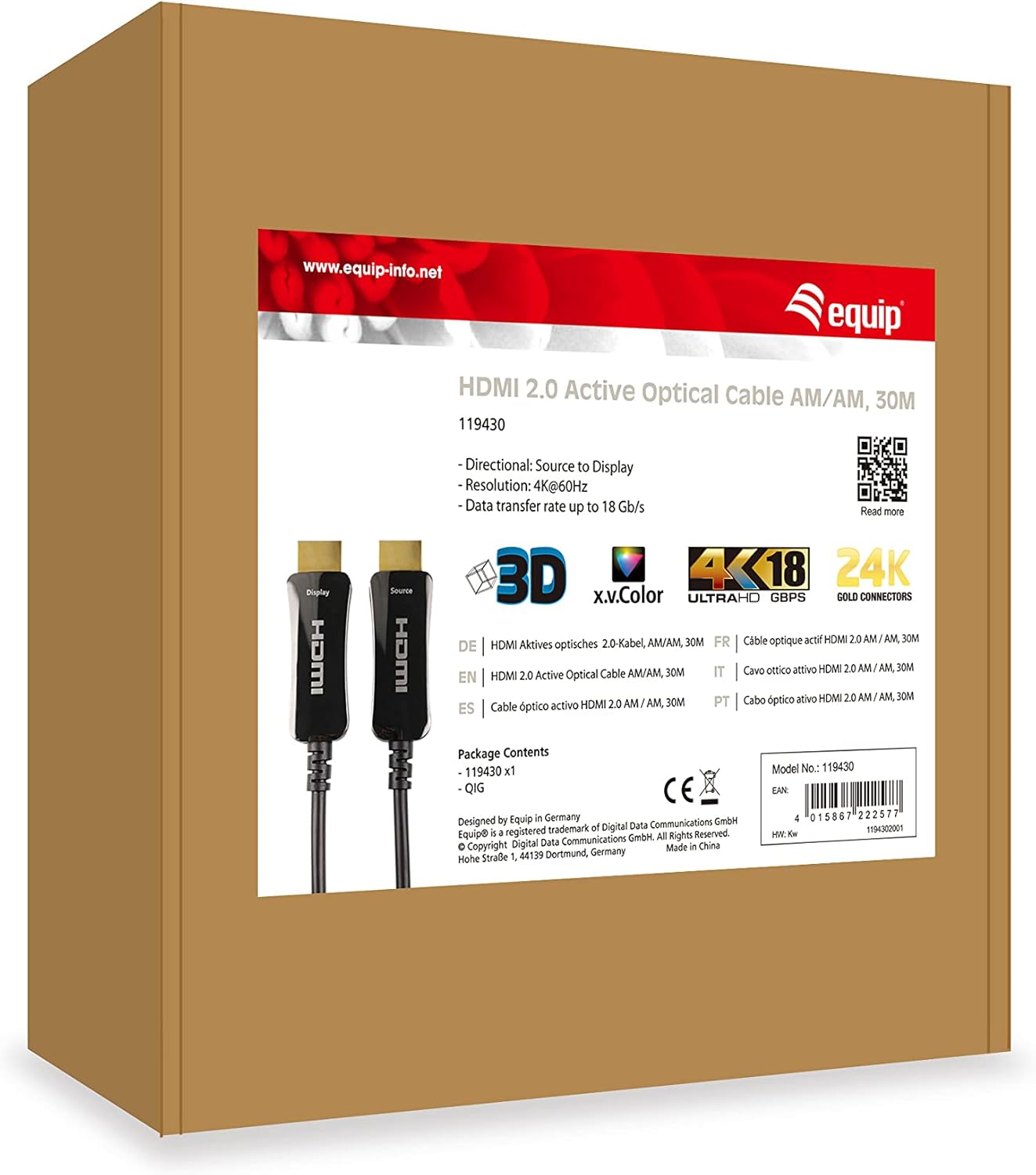 Hdmi 2.0 Active Optical Cable Am/Am