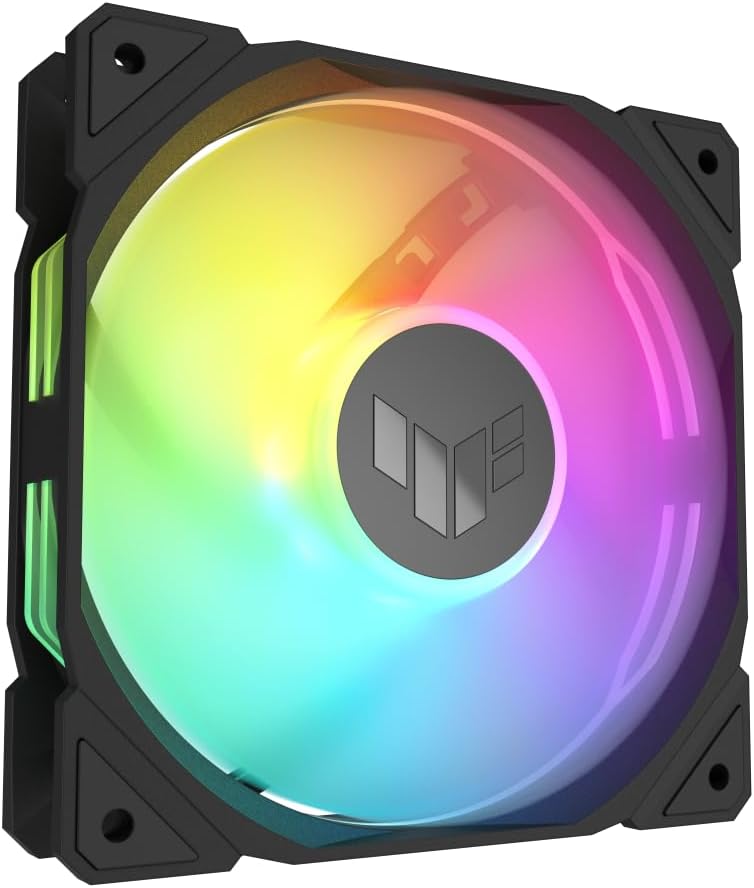ASUS TUF Gaming TR120 ARGB Single Pack Black Edition 120mm Fans (28mm Frame, 3.3mm High Static Pressure H2O, Dual Layer LED Matrix, Aura Sync, PWM Fan Control