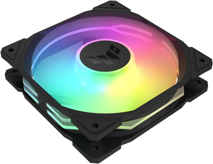 ASUS TUF Gaming TR120 ARGB Single Pack Black Edition 120mm Fans (28mm Frame, 3.3mm High Static Pressure H2O, Dual Layer LED Matrix, Aura Sync, PWM Fan Control