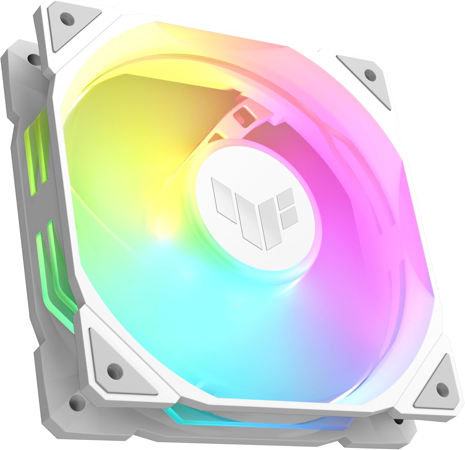 ASUS TUF GAMING TR120 FAN ARGB REVERSE WHITE Ventola Case a Pale Invertite, Spessore 28 mm, Pressione Statica 3,3 mm H2O con Flusso d'aria Elevato, Design Doppio Strato 16 LED RGB, 1 Pezzo, Bianco