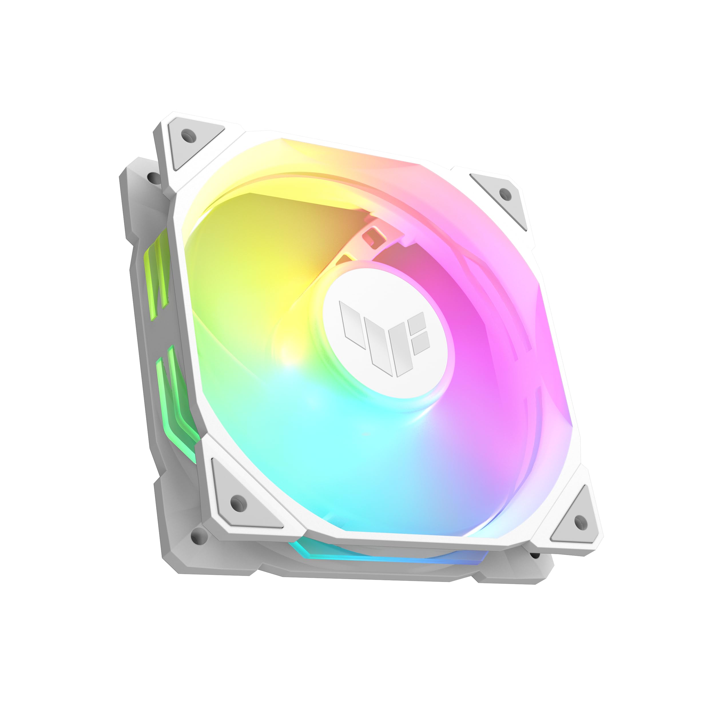 ASUS TUF GAMING TR120 FAN ARGB REVERSE WHITE Ventola Case a Pale Invertite, Spessore 28 mm, Pressione Statica 3,3 mm H2O con Flusso d'aria Elevato, Design Doppio Strato 16 LED RGB, 1 Pezzo, Bianco
