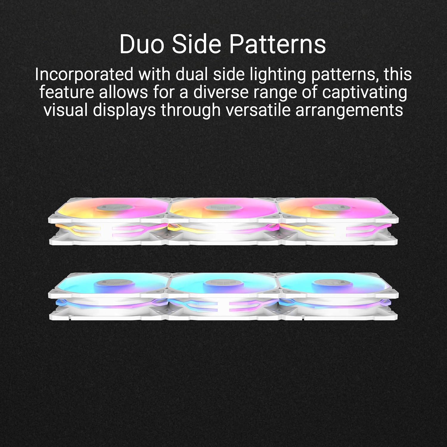 ASUS TUF GAMING TR120 FAN ARGB REVERSE WHITE 3 IN 1 Ventole Case a Pale Invertite Spessore 28 mm, Pressione Statica 3,3 mm H2O e Flusso d'aria Elevato, Design Doppio Strato 16 LED RGB, 3 pezzi, Bianco