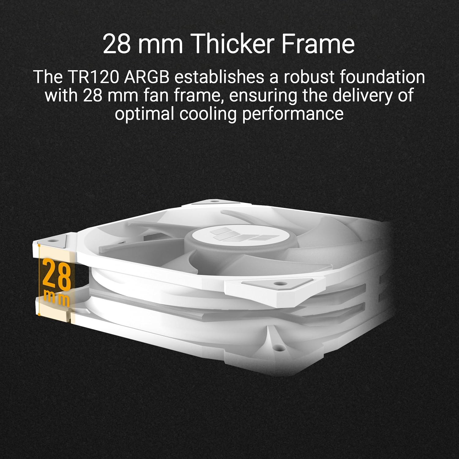 ASUS TUF GAMING TR120 FAN ARGB REVERSE WHITE 3 IN 1 Ventole Case a Pale Invertite Spessore 28 mm, Pressione Statica 3,3 mm H2O e Flusso d'aria Elevato, Design Doppio Strato 16 LED RGB, 3 pezzi, Bianco