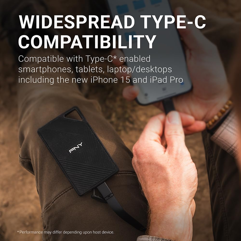 PNY RP60 1TB USB 3.2 Gen 2x2 Type-C Portable SSD - 2,000MB/s read speed (PSD0CS3060-1TB-RB