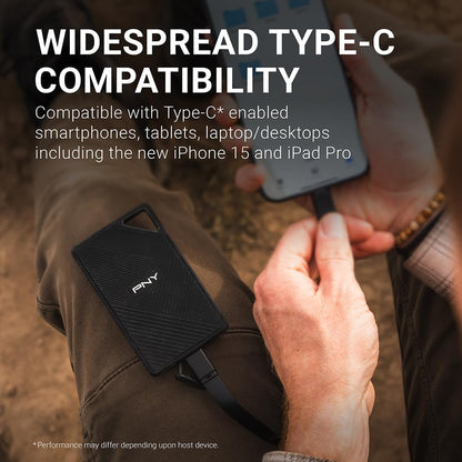 PNY RP60 1TB USB 3.2 Gen 2x2 Type-C Portable SSD - 2,000MB/s read speed (PSD0CS3060-1TB-RB
