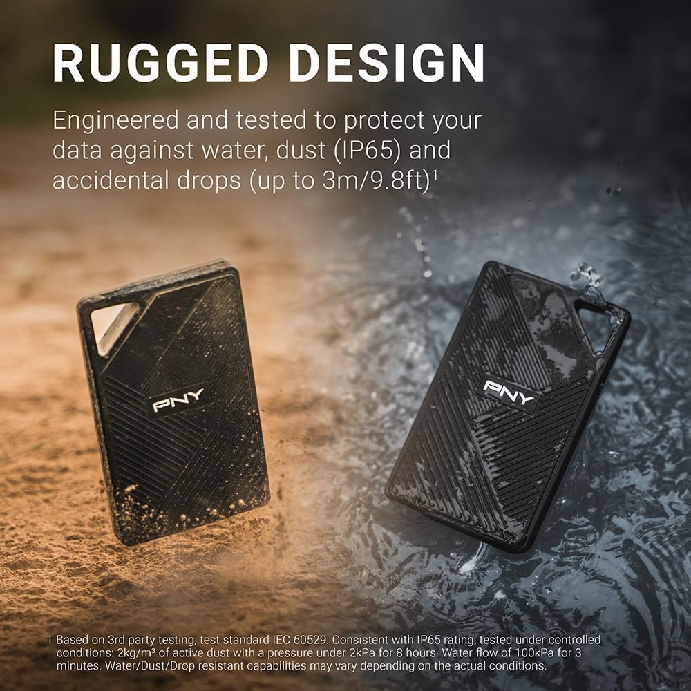 PNY RP60 1TB USB 3.2 Gen 2x2 Type-C Portable SSD - 2,000MB/s read speed (PSD0CS3060-1TB-RB