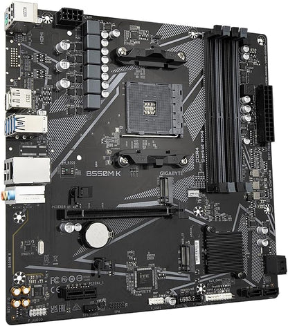 Gigabyte B550M K Motherboard - Supports AMD Ryzen 5000 Series AM4 CPUs, up to 4733MHz DDR4 (OC), 2xPCIe 3.0 M.2, GbE LAN, USB 3.2 Gen1