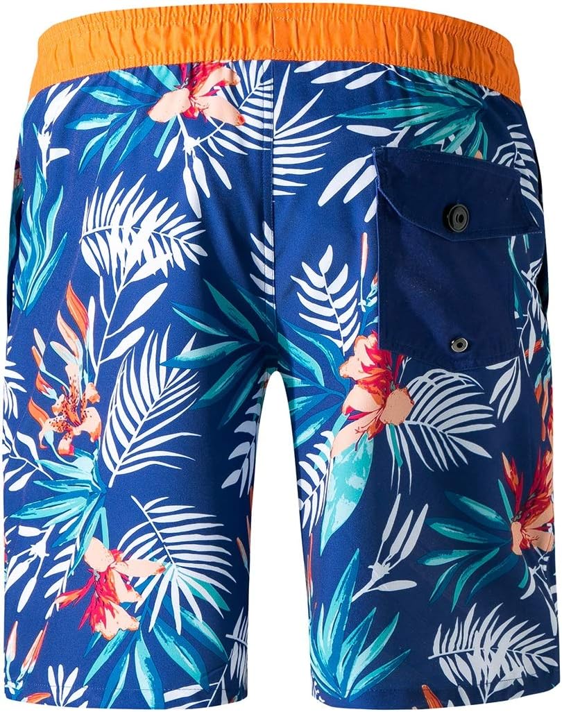 BZPOVB Mens Quick Dry Beach Trunks Bicchierini del Bordo di Stile Hawaiano Foglia di Palma Stampa Casuale Estate Costumi da Bagno Pantaloni M-3XL (Color : Multi-Colored, Size : L