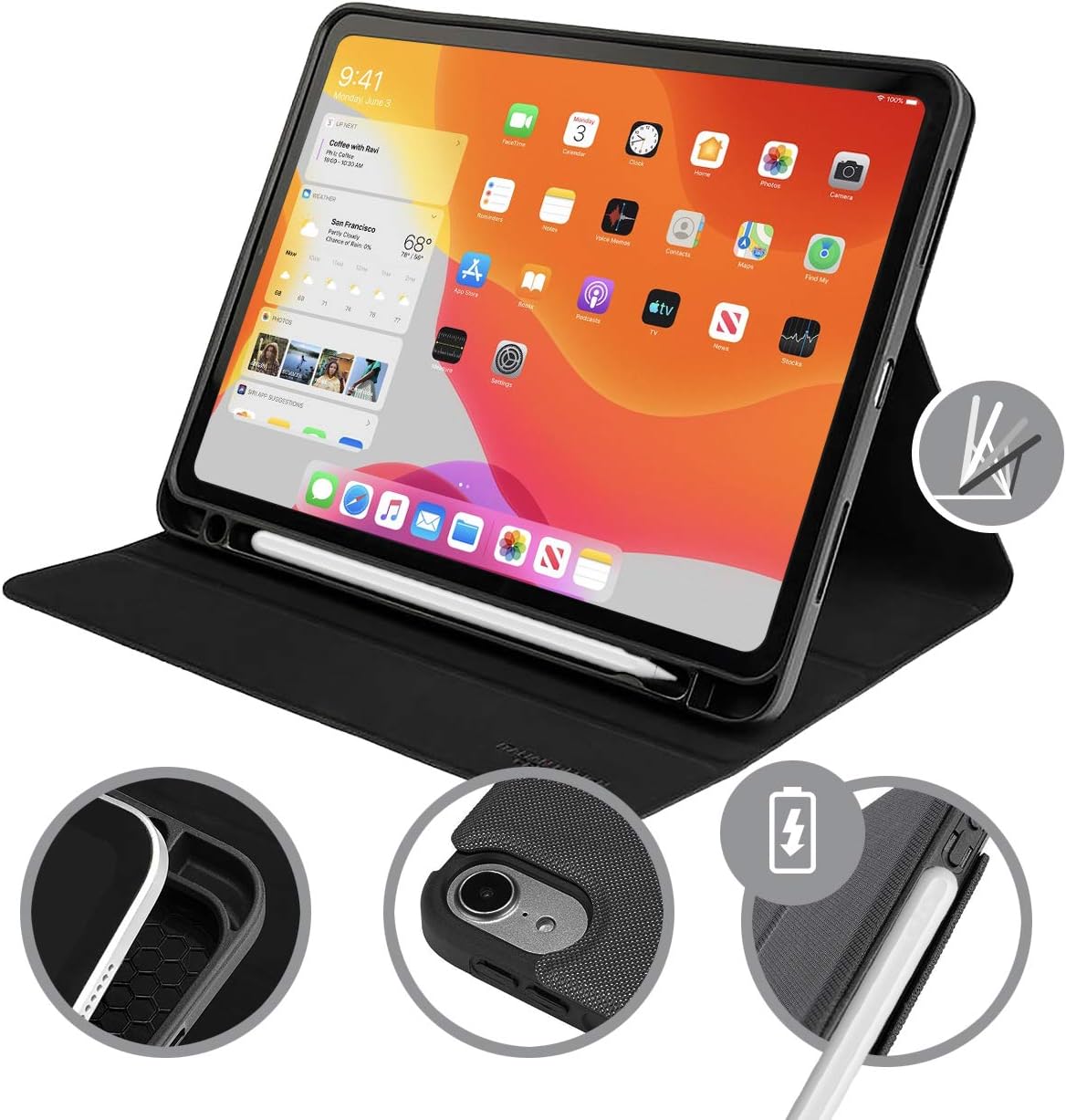 Tucano Protective Case compatible with 10.9” iPad Air 2020, Apple Pencil slot for Charging