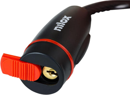 Nilox Cable Lock, Antifurto per Bicicletta, Lucchetto Bicicletta con Cavo in Acciaio e Copertura in Plastica Morbida, Lunghezza 1.3 Metri, 2 Chiavi Incluse