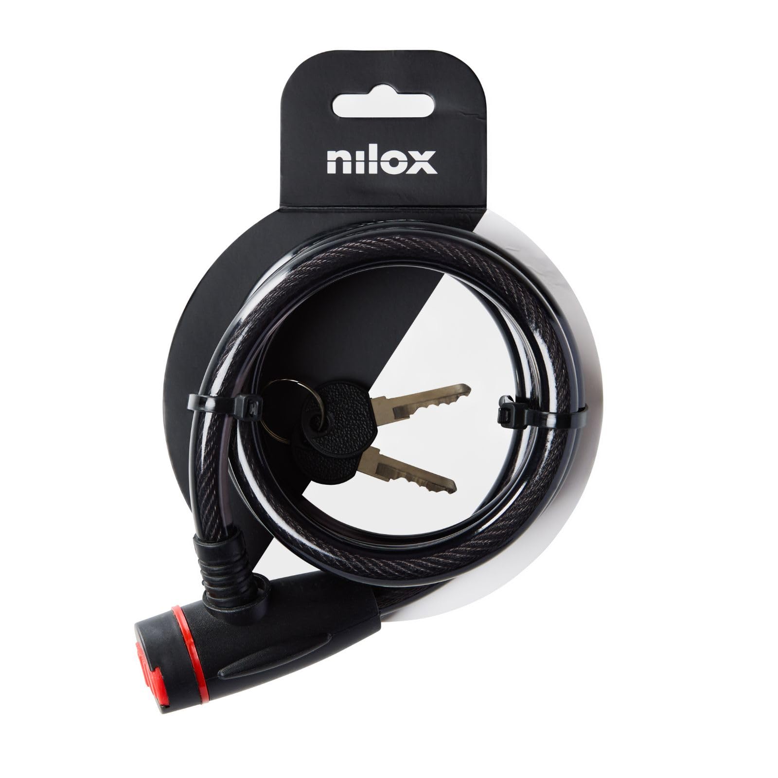 Nilox Cable Lock, Antifurto per Bicicletta, Lucchetto Bicicletta con Cavo in Acciaio e Copertura in Plastica Morbida, Lunghezza 1.3 Metri, 2 Chiavi Incluse