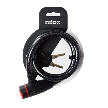Nilox Cable Lock, Antifurto per Bicicletta, Lucchetto Bicicletta con Cavo in Acciaio e Copertura in Plastica Morbida, Lunghezza 1.3 Metri, 2 Chiavi Incluse