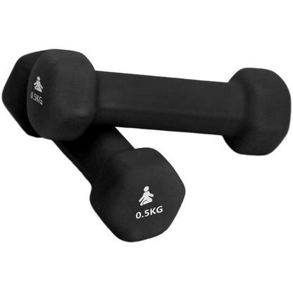 Manubri Premium - 2 pezzi - rivestimento in neoprene antiscivolo - testa esagonale antirotolamento - colore nero 0.5 Chilogrammi