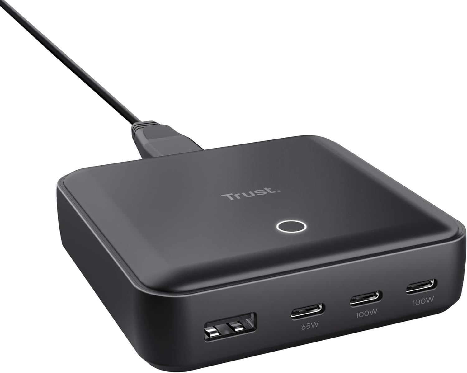 Trust Maxo 100W Multipresa USB C, Caricatore USB-C x3 USB-A x1, Caricatore USB Multiplo, Cavo di Alimentazione 1,5 m, Hub Stazione di Ricarica USB Multipla per iPhone Samsung Galaxy Tablet Laptop