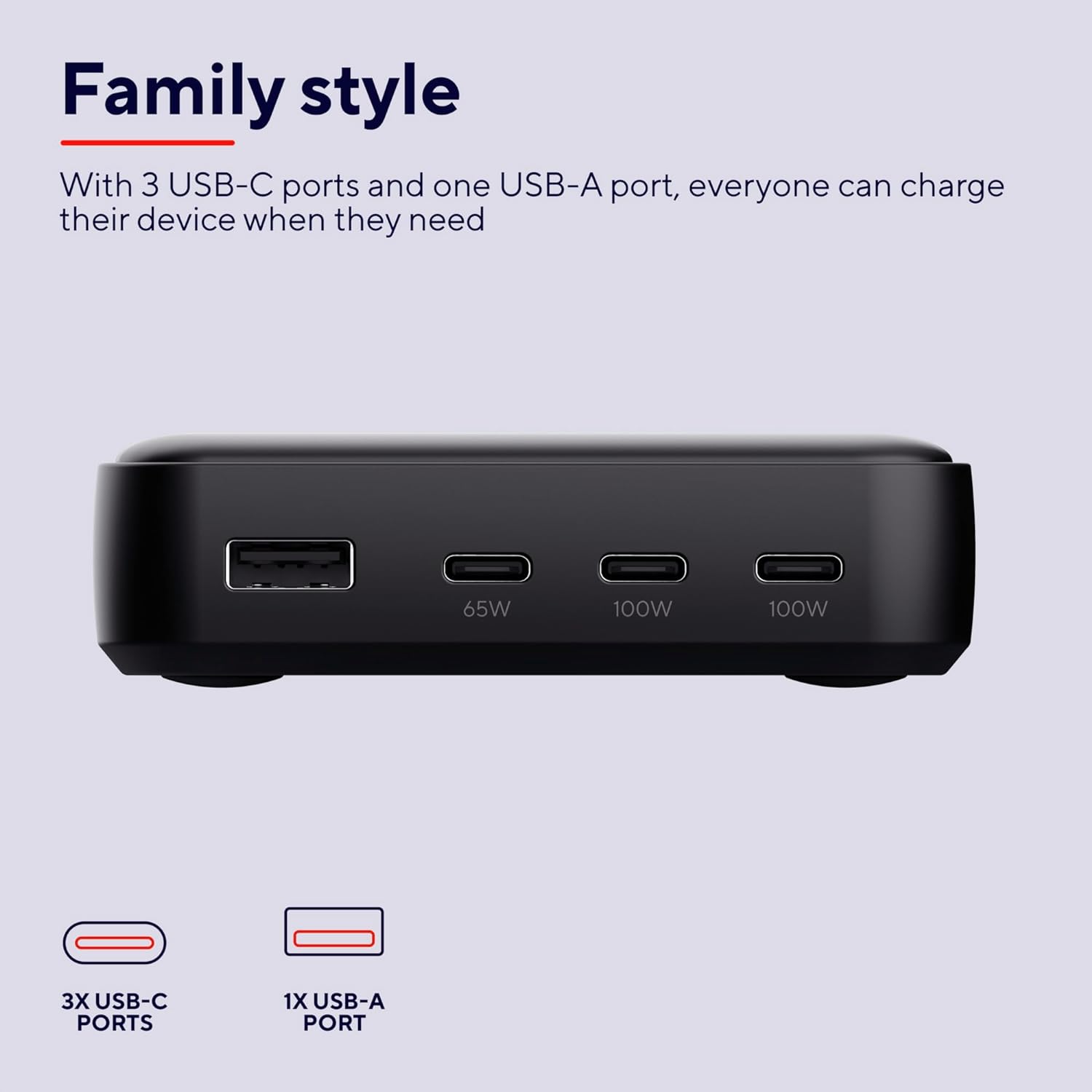 Trust Maxo 100W Multipresa USB C, Caricatore USB-C x3 USB-A x1, Caricatore USB Multiplo, Cavo di Alimentazione 1,5 m, Hub Stazione di Ricarica USB Multipla per iPhone Samsung Galaxy Tablet Laptop