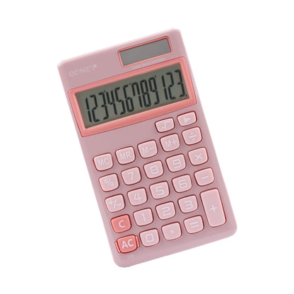 GENIE 212 P 12 Digit Calculator with Dual Power (Solar and Battery) Pink