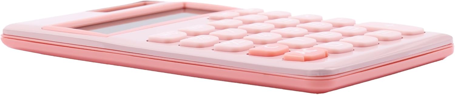 GENIE 212 P 12 Digit Calculator with Dual Power (Solar and Battery) Pink
