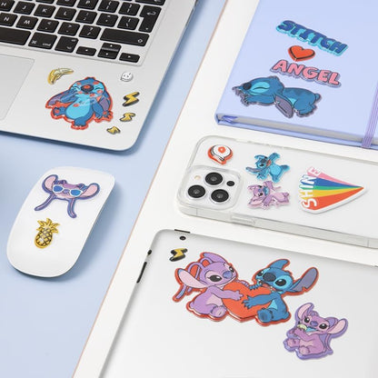 Stitch and Angel Official Licensed Disney Puffy Gadget Decals for Girls and Boys, 3D Sticker Accessory for School, Office and Gaming Colorful Cartoon Character Gift Pack | Paladone