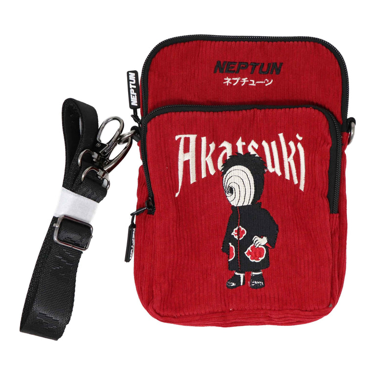 NEPTUN Anime Cross Bag Embroidered Crossbody Bag Cord Look with Separate Mobile Phone and Key Compartment Adjustable Obito Uchiha - Naruto Shippuden