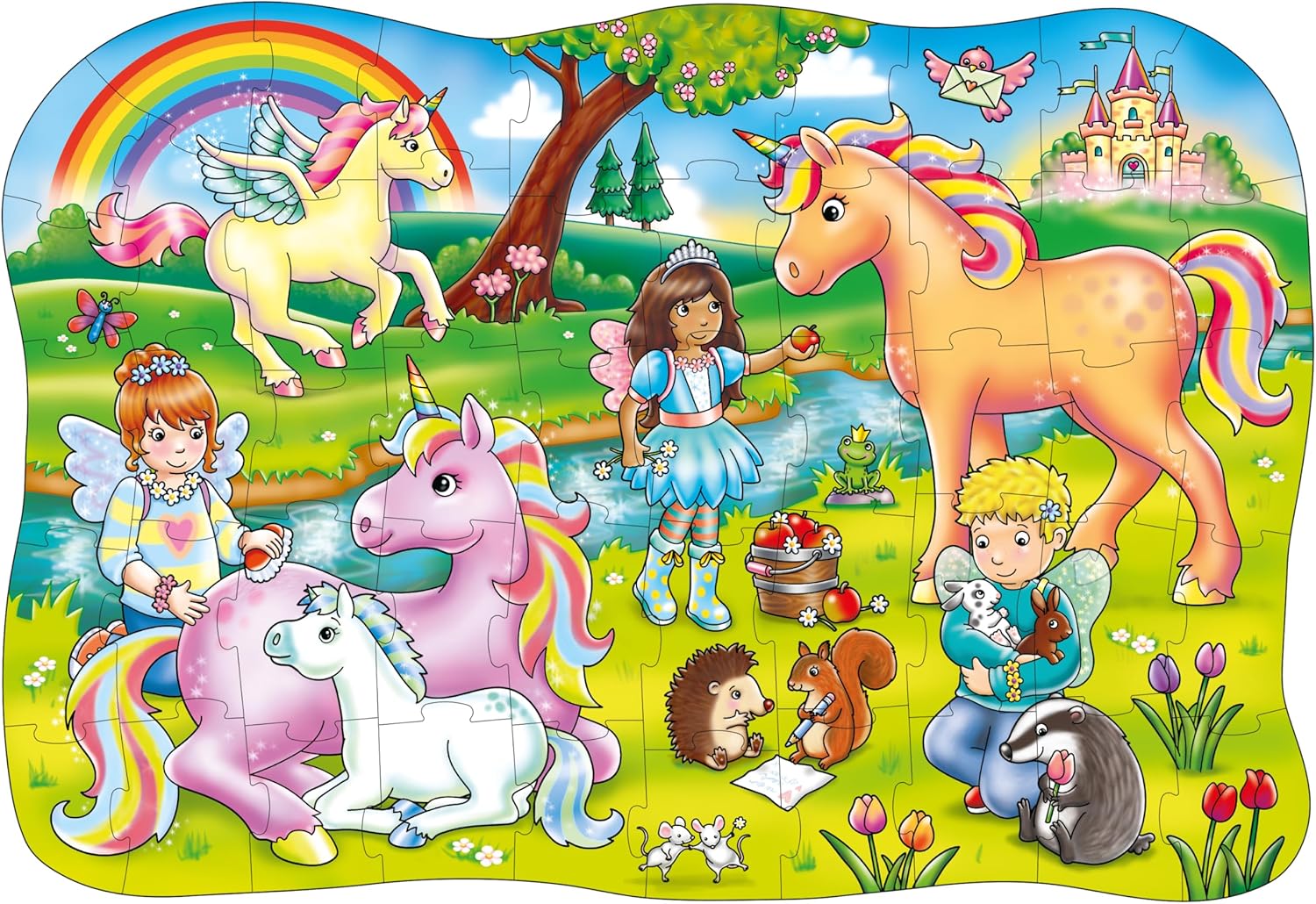 Orchard Toys Unicorn Friends Jigsaw, 50-Piece Shaped Puzzle, Includes Poster and Learning Guide, For Ages 4+, Perfect for Kids who love Unicorns