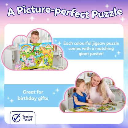 Orchard Toys Unicorn Friends Jigsaw, 50-Piece Shaped Puzzle, Includes Poster and Learning Guide, For Ages 4+, Perfect for Kids who love Unicorns
