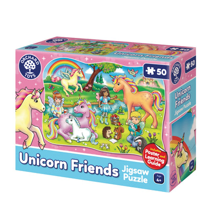 Orchard Toys Unicorn Friends Jigsaw, 50-Piece Shaped Puzzle, Includes Poster and Learning Guide, For Ages 4+, Perfect for Kids who love Unicorns