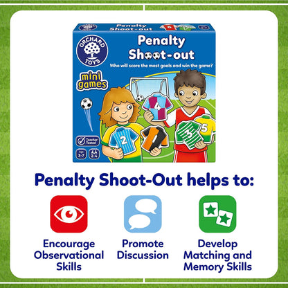 Orchard Toys Penalty Shoot out Mini Games, Travel Games for Kids to Learn Matching Pairs, Maths, Educational Game for Addition, Subtraction, Football Game, Football Gift for Boys, Girls, Age 3+