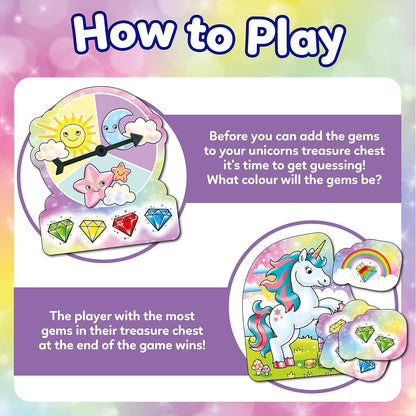 Orchard Toys Unicorn Jewels Colour Matching Game - Unicorn Gifts for Girls and Boys - Mini Travel Games for Kids, Toddlers, Children - Educational toys for 3+ year Olds - 3-7 Year Olds - 2-4 Players