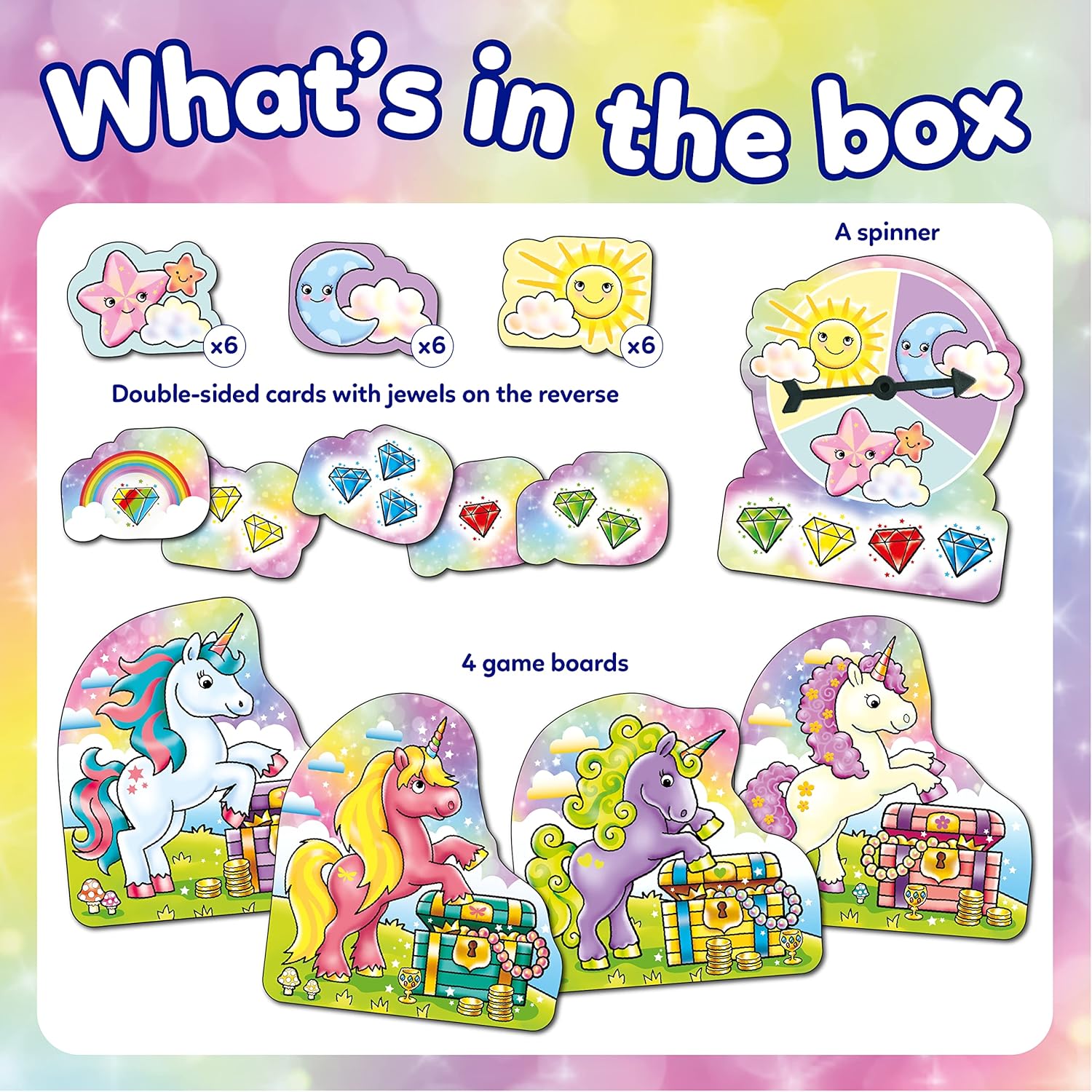 Orchard Toys Unicorn Jewels Colour Matching Game - Unicorn Gifts for Girls and Boys - Mini Travel Games for Kids, Toddlers, Children - Educational toys for 3+ year Olds - 3-7 Year Olds - 2-4 Players