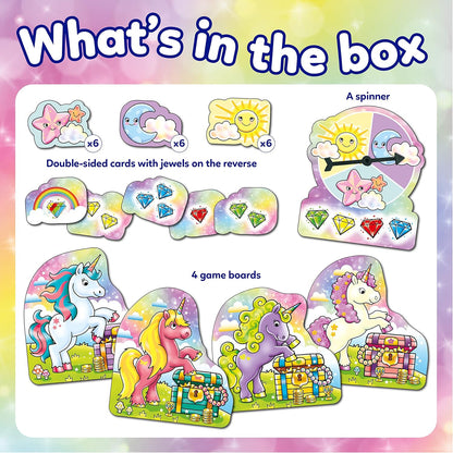 Orchard Toys Unicorn Jewels Colour Matching Game - Unicorn Gifts for Girls and Boys - Mini Travel Games for Kids, Toddlers, Children - Educational toys for 3+ year Olds - 3-7 Year Olds - 2-4 Players