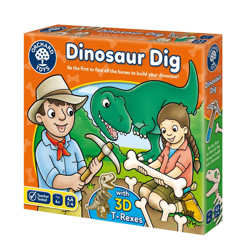 Orchard Toys - Dinosaur Dig Spiel, baue 3D-Dinosaurier, unterhaltsames Gedächtnisspiel, lehrreiche Spiele, Geburtstagsgeschenk, für Kinder ab 4 Jahren