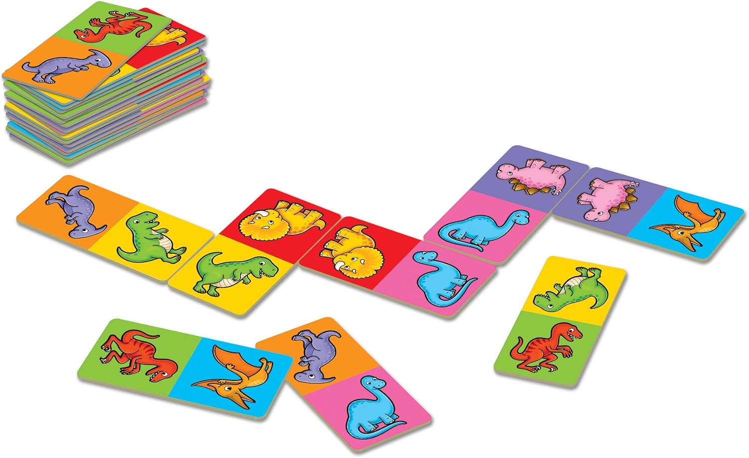 Orchard Toys Dinosaur Dominoes Mini Game, Small and Compact, Travel Game, A Fun Dinosaur Themed Domino Game, Perfect For Children Age 3-5, Ideal Stocking Filler