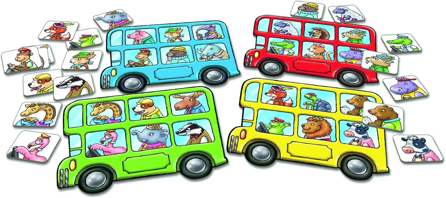 Orchard Toys Little Bus Lotto Mini Game, Small and Compact, Travel Game, Fun Memory Game For Ages 3-6, Educational Game Toy, Ideal Stocking Filler