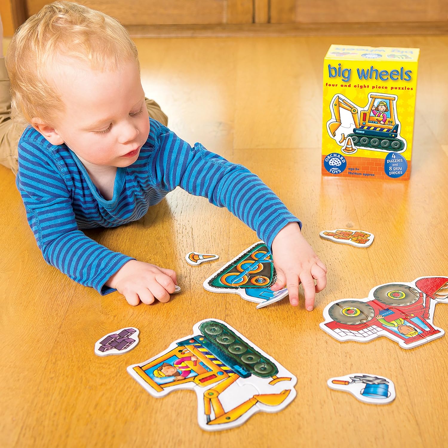 Orchard Toys Big Wheels Jigsaw Puzzle, A Collection of 4 Puzzles Featuring 4 and 8 Pieces Ideal for Little Hands, Perfect for Age 3+